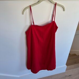 Abercrombie & Fitch Red Linen Dress Built in Shorts Spaghetti Strap Medium Petit